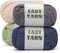 4-Pack Beginner Crochet Yarn – 50g / 87yd Each, Cotton-Nylon Blend, Easy-to-See Stitches, Dark Blue, Light Green, Dark Gray & Beige for Crochet Kits & DIY Crafts